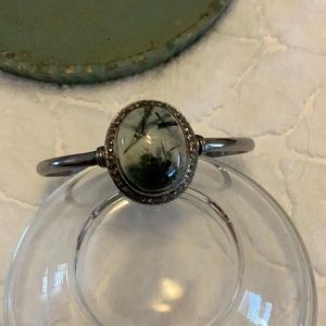 Moss Agate & Diamond cuff bracelet